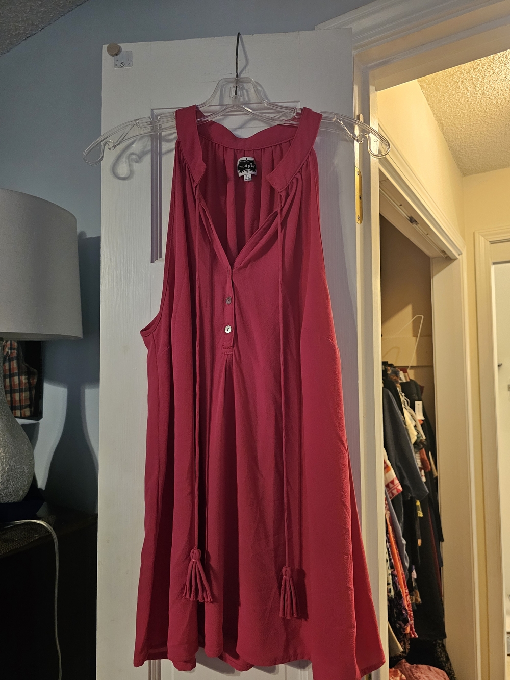 4/$25 Mud Pie Sleeveless Tassel Tunic- Pink